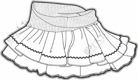 女生花边裙子黑白童装矢量设计文件素材