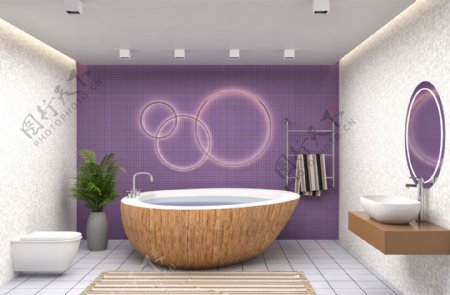 紫色圈圈现代浴室效果图