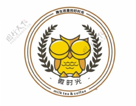 微时光奶茶店logo