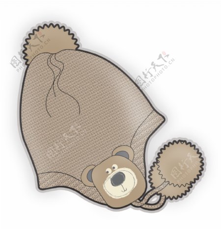咖啡色小熊毛线彩色婴儿服装设计矢量素材