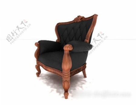 欧式黑色沙发椅子3d模型下载