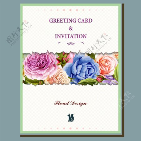紫色蓝色玫瑰花婚庆卡片邀请函海报背景素材