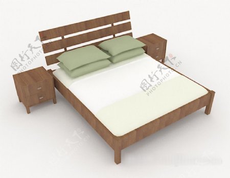 现代风格实木双人床3d模型下载