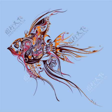 抽象金鱼图案花纹