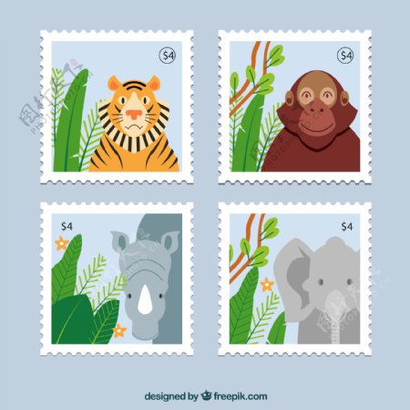 卡通动物邮票