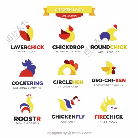 各种鸡图形logo标志设计