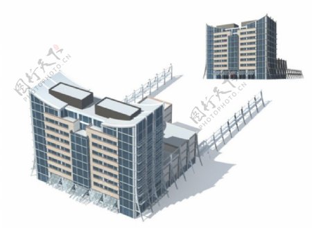 MAX公共建筑办公楼设计3D模型