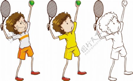 打网球的小孩子儿童网球运动插图