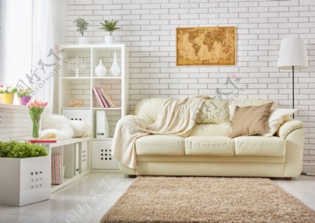 高清时尚简约米白色现代沙发图片
