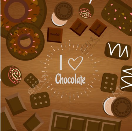 手绘巧克力甜品插画
