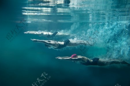 潜水游泳比赛的运动员图片