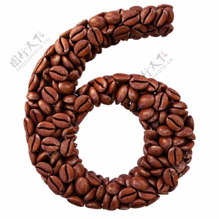 咖啡豆组成的数字6图片