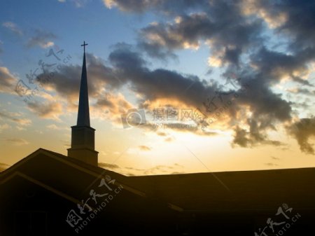 印第安纳教堂在Sunset.jpg