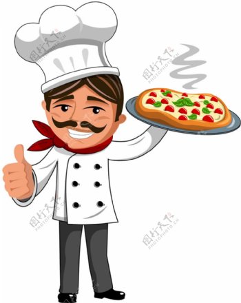 托披萨的厨师图片