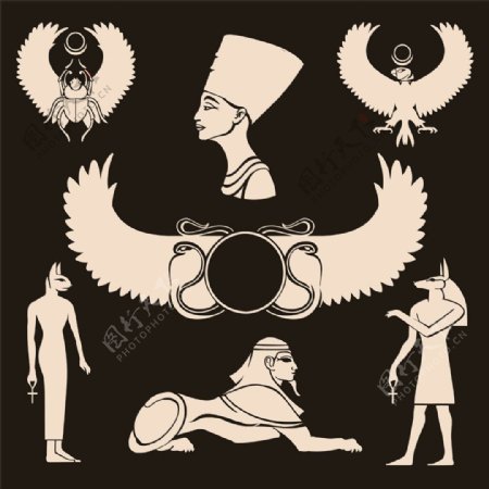 埃及法老王后插画图片