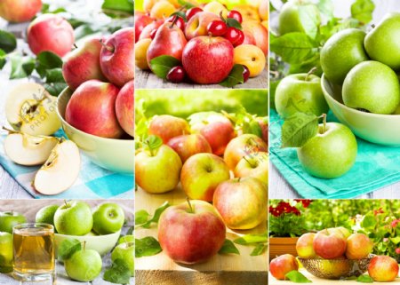 美味水果与苹果汁图片