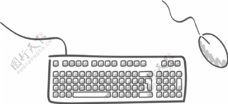 卡通线稿元素鼠标键盘设计