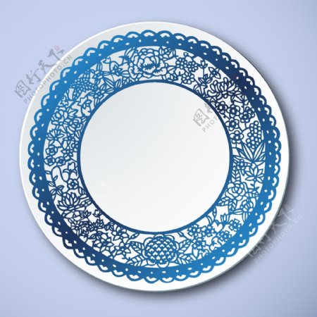 中式青花瓷花纹边盘子