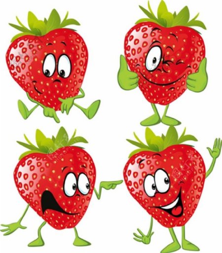 可爱草莓表情矢量图