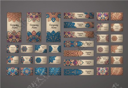 古典民族花纹底纹卡片矢量设计