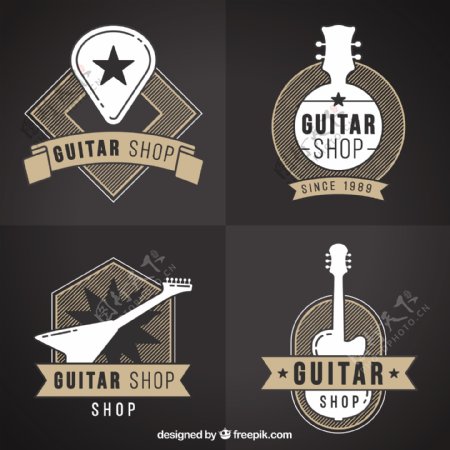 四个吉他标志集