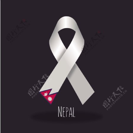 尼泊尔国旗丝带设计矢量素材
