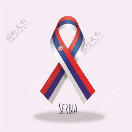 塞尔维亚国旗丝带设计矢量素材