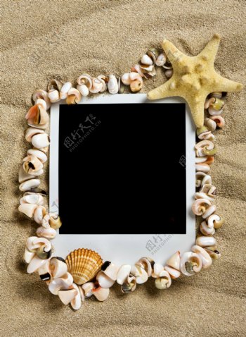 夏日海滩照片模板图片