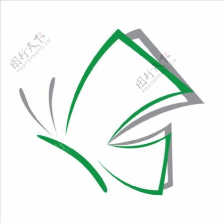 绿色立体蝴蝶标志图片