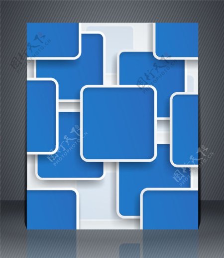 蓝色立体方形宣传页图片