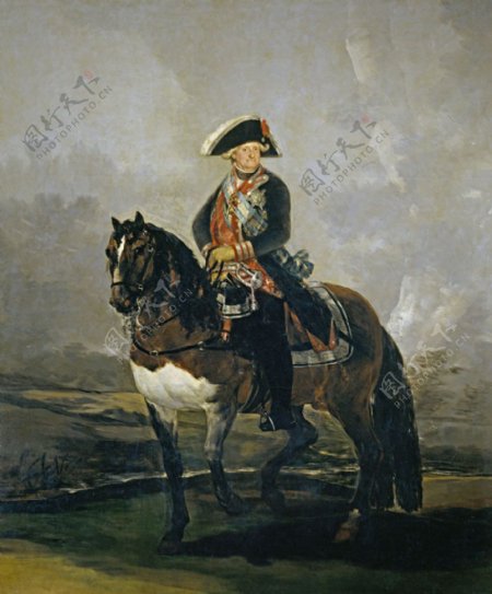 骑马的将军肖像油画图片
