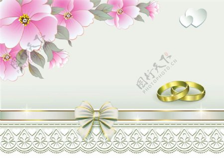 心形戒指花朵婚礼请贴图片