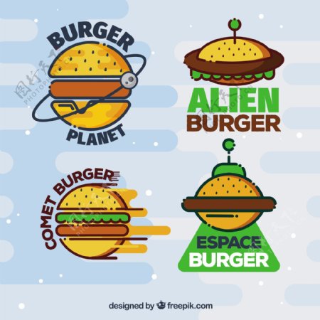 手绘彩色汉堡标志图标
