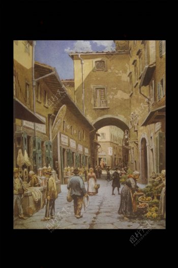 古代城市油画图片