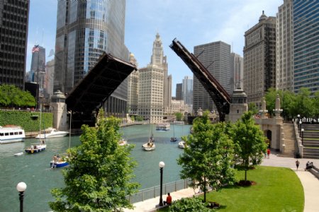 芝加哥桥梁风景图片