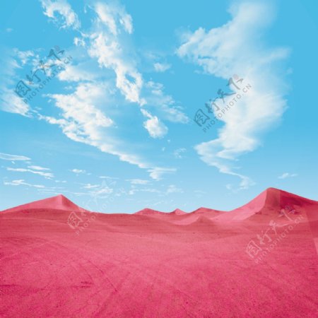 蓝天白云沙漠山丘背景主图素材模板psd