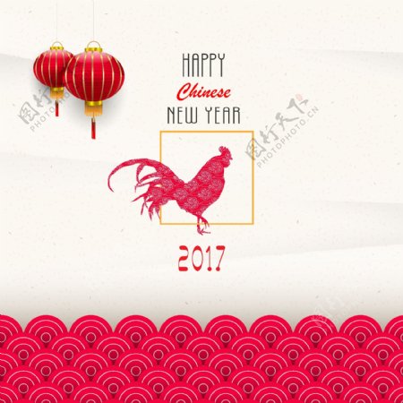 2017鸡年新年主题海报EPS