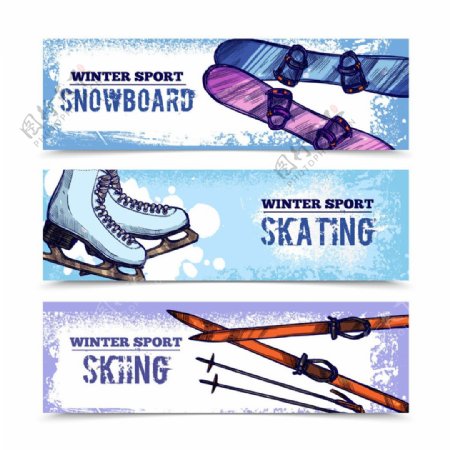 滑雪运动横幅海报设计图片