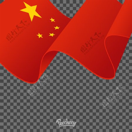 飘动矢量中国国旗