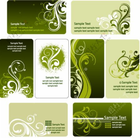 时尚绿色花纹卡片风格