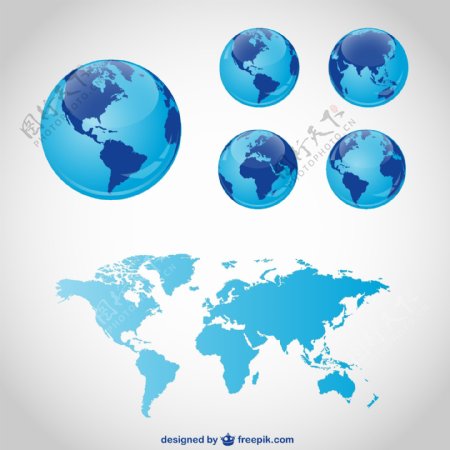 蓝色地球世界地图