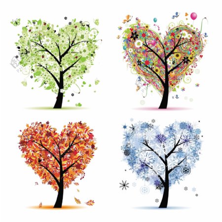 四季树画像设计心形树设计