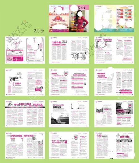 妇科健康常识杂志设计矢量素材