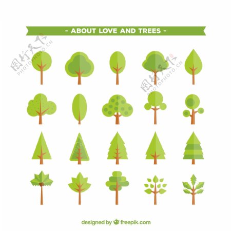 20款绿色树木图标矢量素材