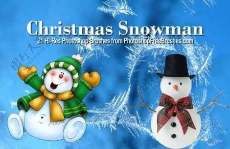 21个圣诞节雪人造型Photoshop笔刷下载