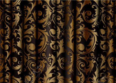 华丽金色花纹绸布设计矢量素材