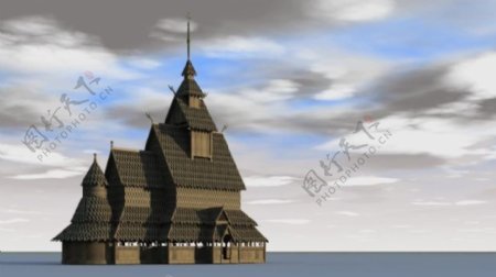 教堂动画建筑视频