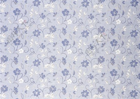 蓝色中式花纹布艺壁纸图片