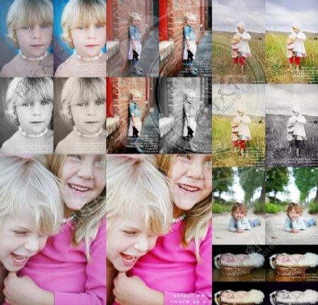 儿童照片黑白效果和甜美效果PS动作