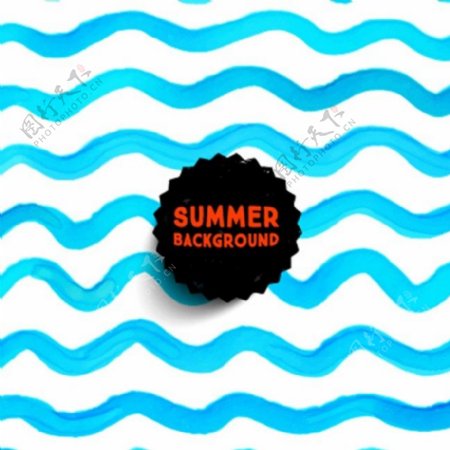 夏季暑假蓝色水纹背景图